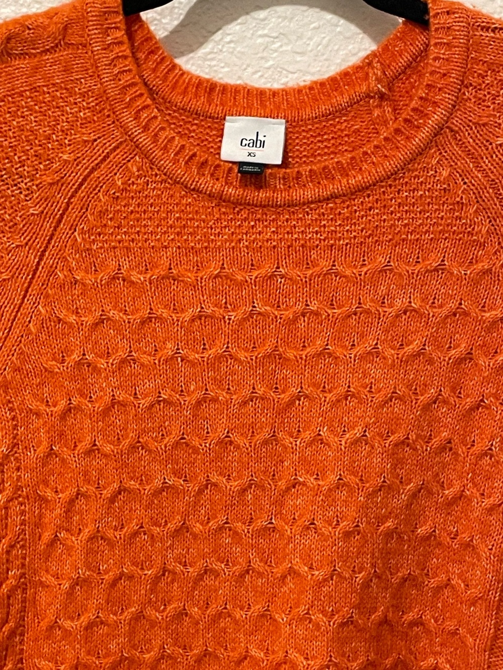 CAbi Amber Orange Cable-Knit Crewneck Sweater - Picture 5 of 5